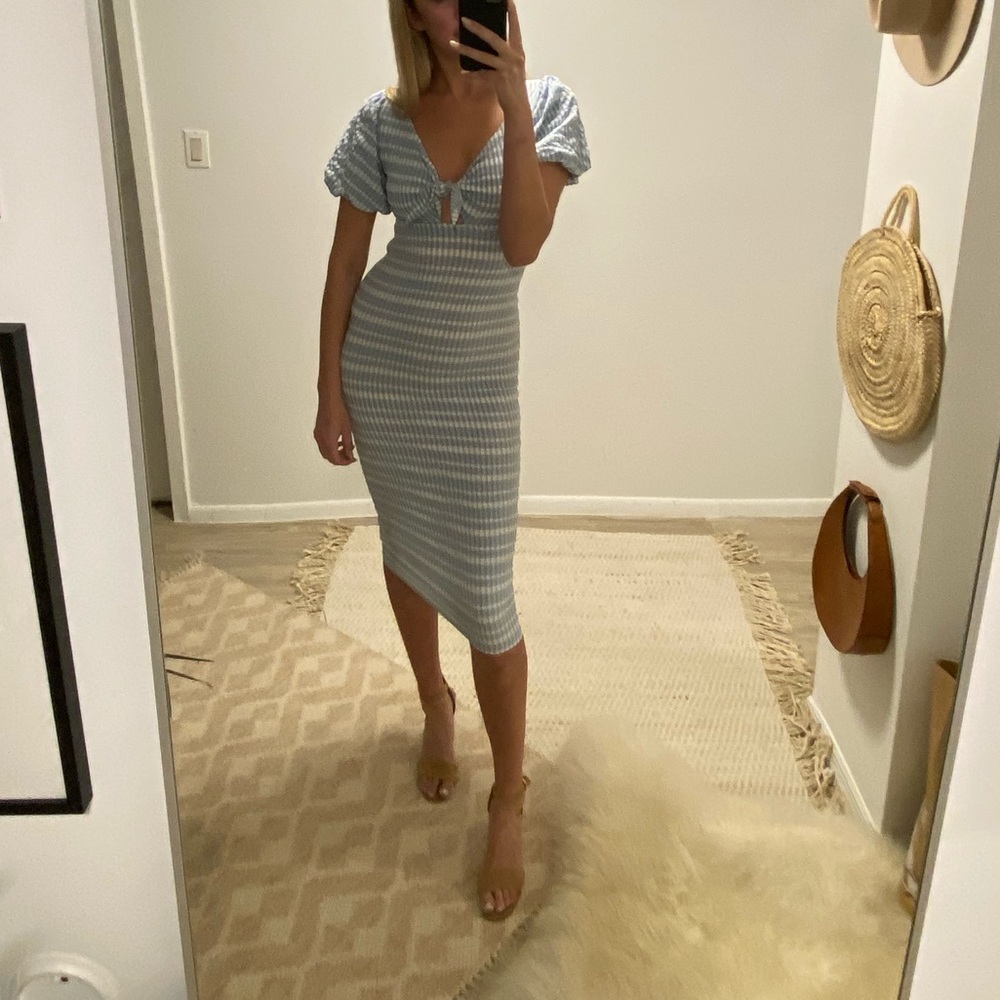 FLASH SALE! 🎉🪩Chic blue gingham checkered midi dress size s